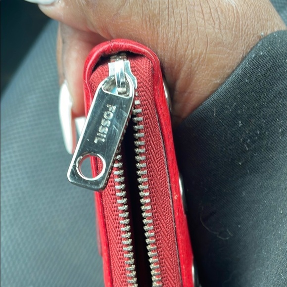 Fossil Red Wallet with Silver Accents - Picture 5 of 6